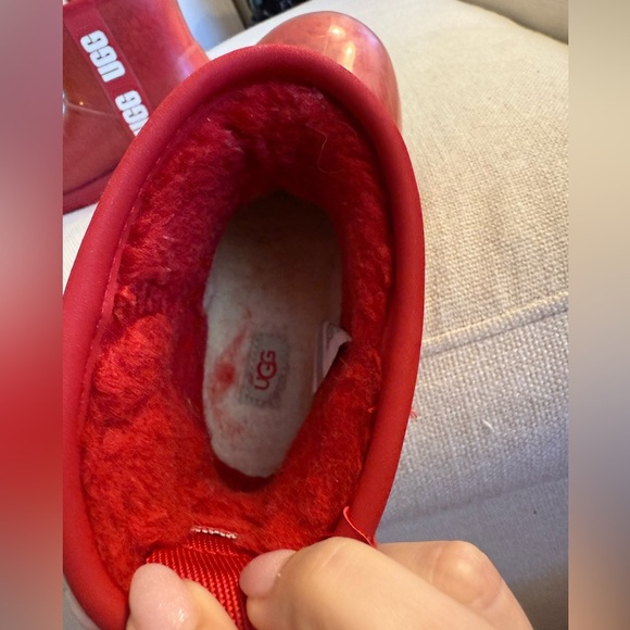 UGG Classic Mini Girls Kids Clear Red Boots - Picture 9 of 11